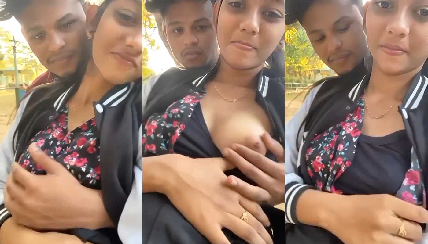 Desi girl and boy Showing boobs and pressing in the park viral video